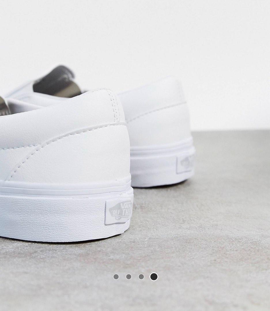 White leather top van slip ons