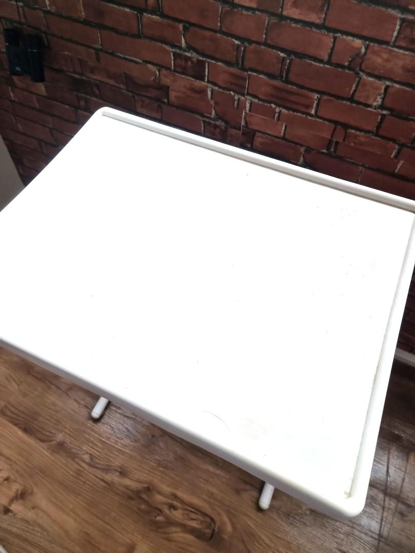 Foldable bedside table (Category: Tables & Sets) located in Singapore. Submitted by heestherical (Listing ID 1183736175, Image 1). Description: Table dimension: 54cm x 40cm Adjustable height Highest height of the table: 74cm height Left last one Multiple quantity.