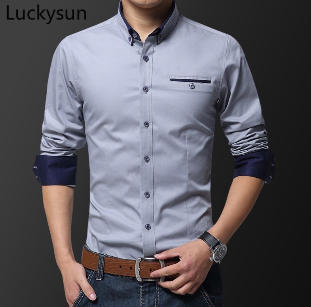 Formal Shirt Men Business Casual Top Long Sleeve