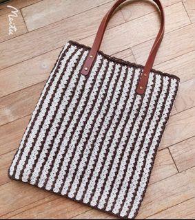 HANDMADE cotton crochet yarn tote bag