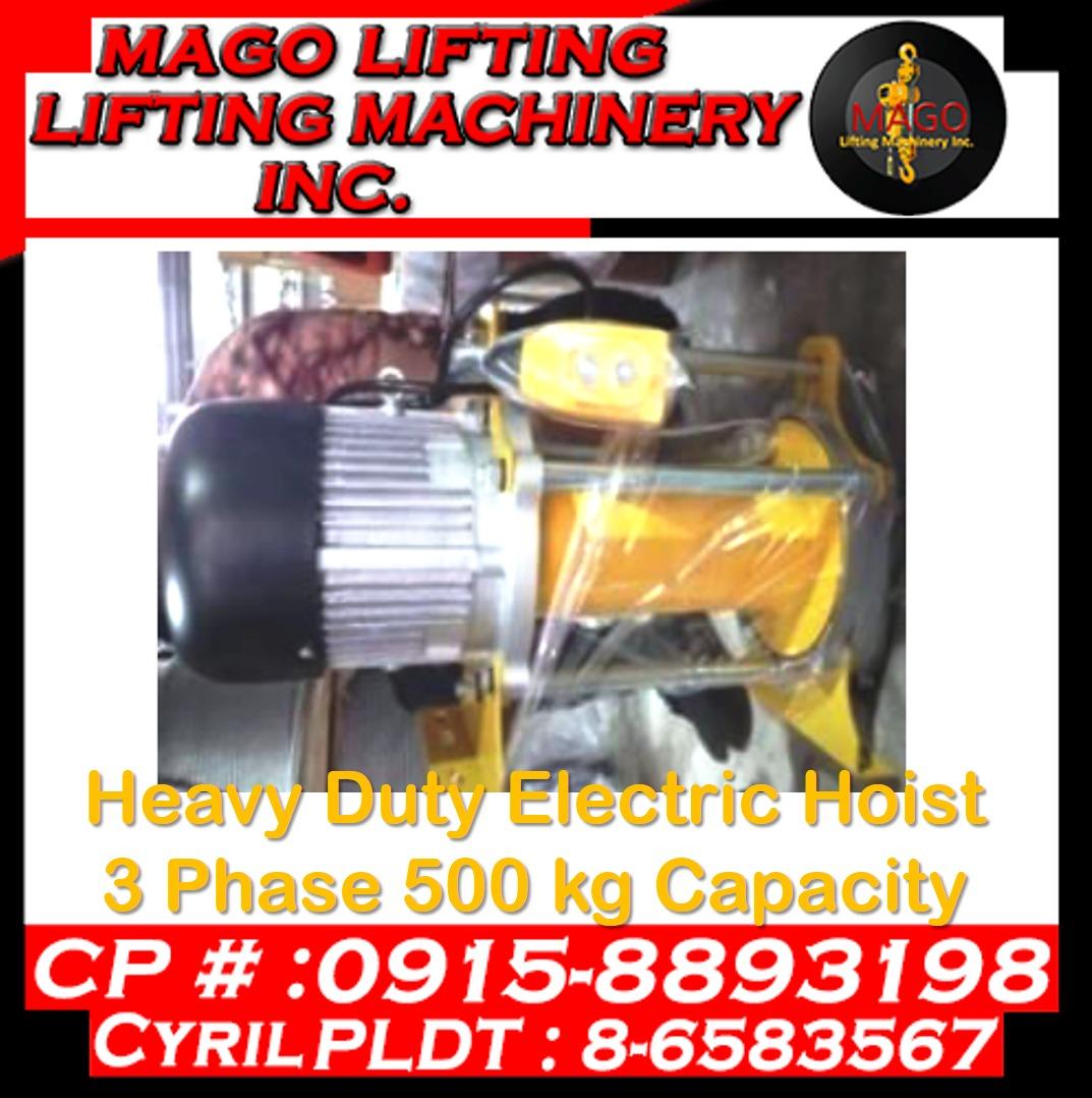 Heavy Duty Electric Hoist 3 Phase 500 kg Capacity, Commercial