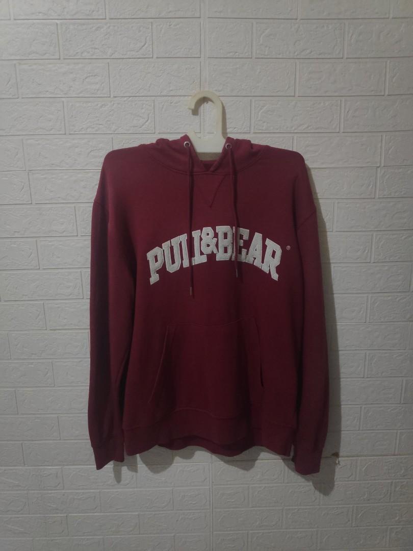 hoodie pull bear merah maroon original