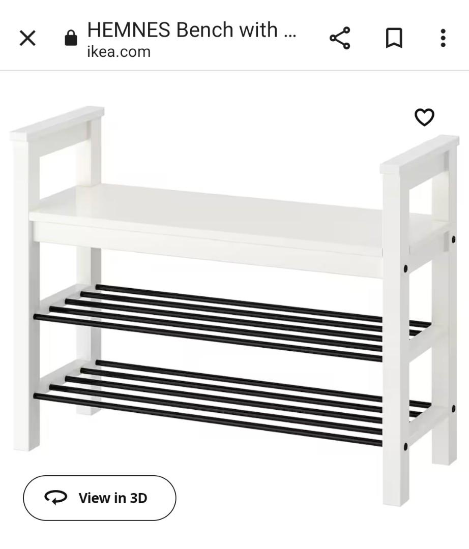 IKEA HEMNES Shoe Rack Bench, Furniture & Home Living, Furniture