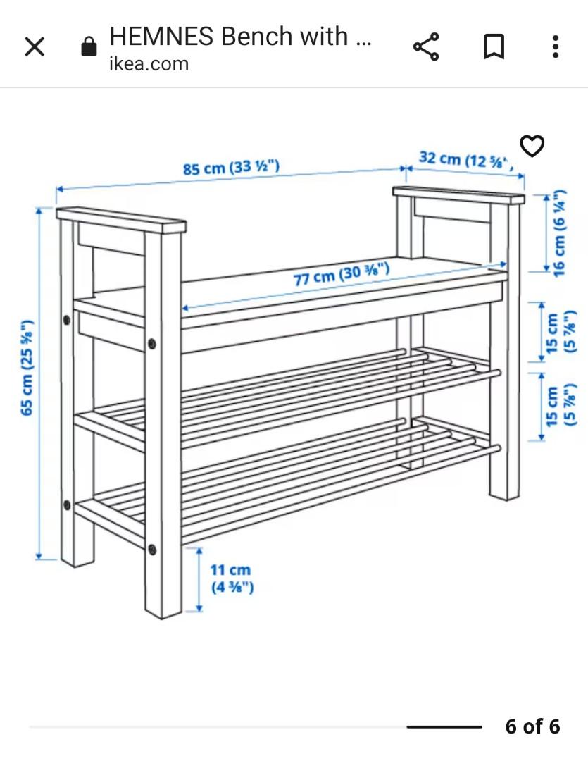 IKEA HEMNES Shoe Rack Bench, Furniture & Home Living, Furniture
