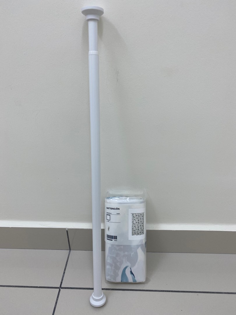 Ikea shower curtain & rod, Furniture & Home Living, Bathroom & Kitchen