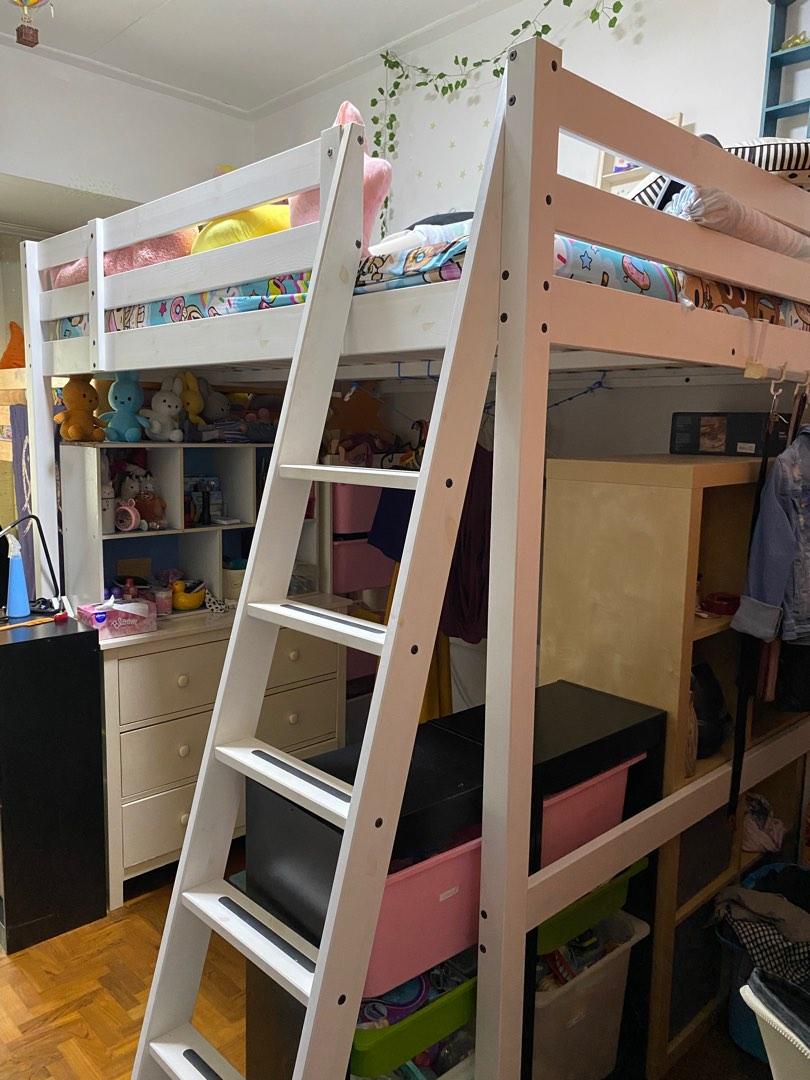 Ikea Stora Loft Bed Bunk Bed queen size with mattress STORA