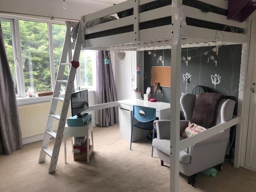 Ikea Stora Loft Bed Bunk Bed queen size with mattress STORA