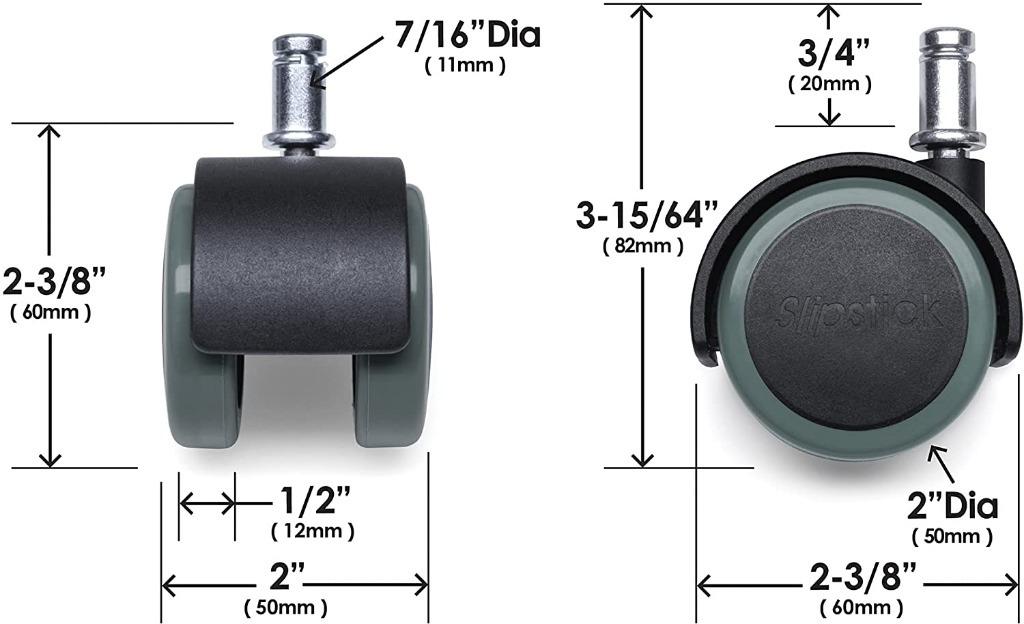 Zitriom Premium Office Chair Caster Wheel Universal Standard Size 11mm