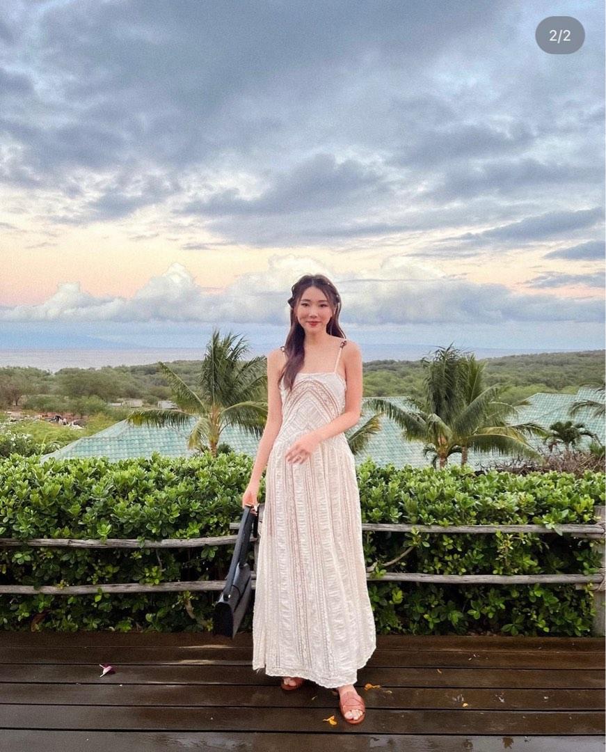 Janesuda x Pomelo Sustainable Midi Dress Beige, Women's Fashion