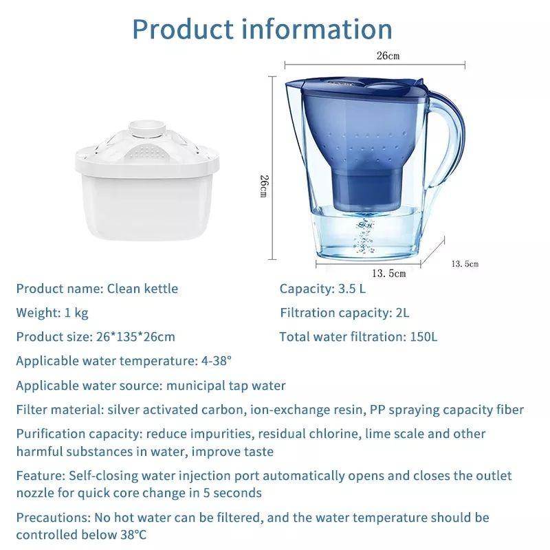 Kitchen Water Filter Water Jug Carbon Alkaline Filtration Food Grade