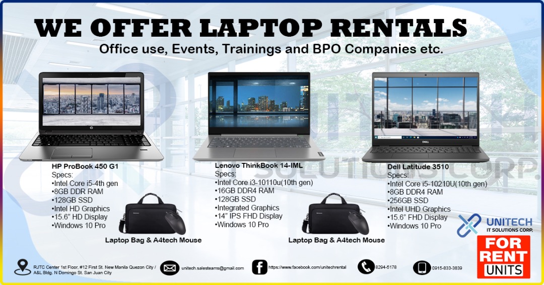 Laptop for Rentals Office use, Events and BPO Companies etc., Computers ...