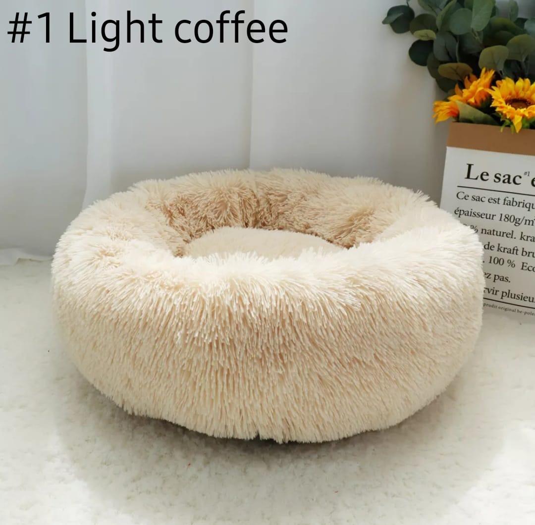 PRE ORDER Large Fluffy Calming Dog Bed Long Plush Donut Pet Bed