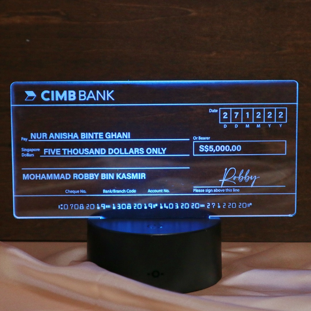 LED Light Base Mock up Acrylic Cheque, Hobbies & Toys, Stationery ...