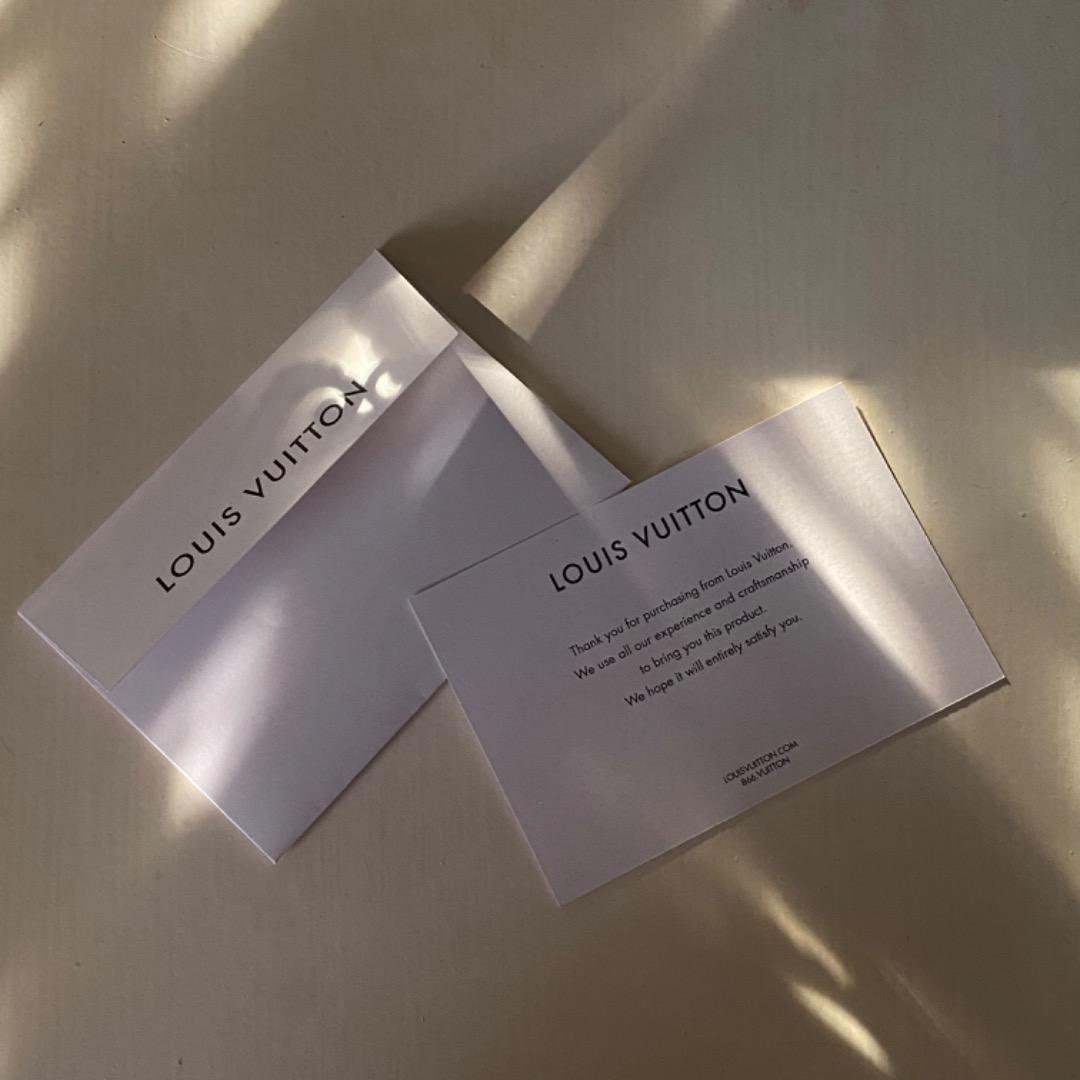 LV Notecard with Envelope (Category: Luxury Bags & Wallets) located in Manila. Submitted by designerarchives.ph (Listing ID 1183806203, Image 1). Description: Inclusion for your packaging! Louis Vuitton Booklet Greeting Card 199 each / 30 pcs available .