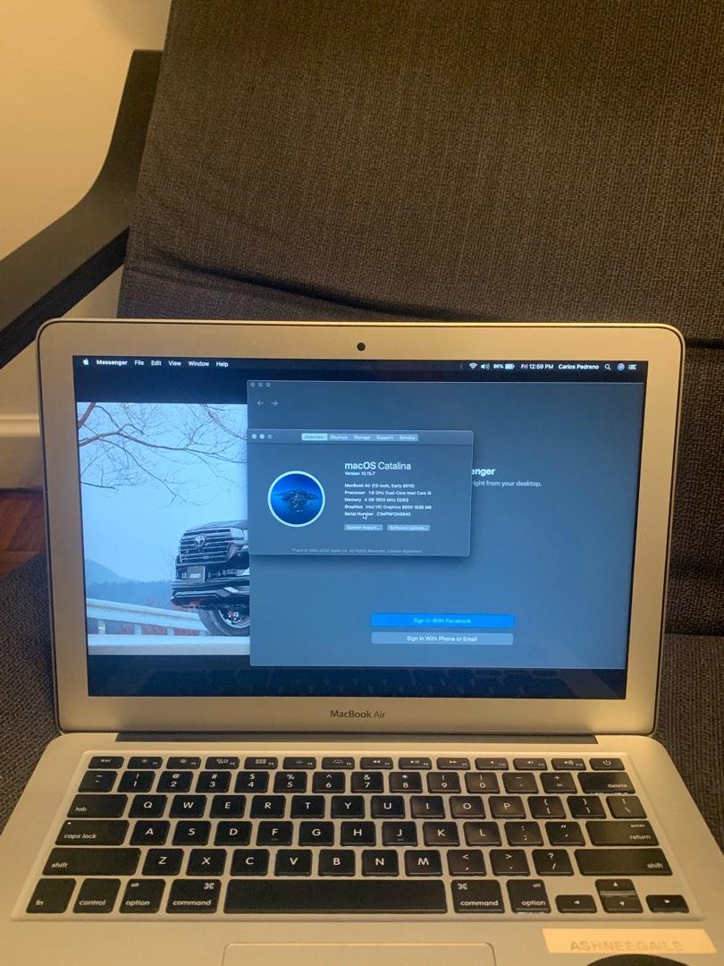 MACBOOK AIR 13 inch ( early 2015) (Category: Laptops & Notebooks) located in Quezon City. Submitted by mrpeds (Listing ID 1183741967, Image 3). Description: Macbook air 2015 13 inch Comes with charger (pref buy new one) In great condition 121 gb RFS: extra laptop .