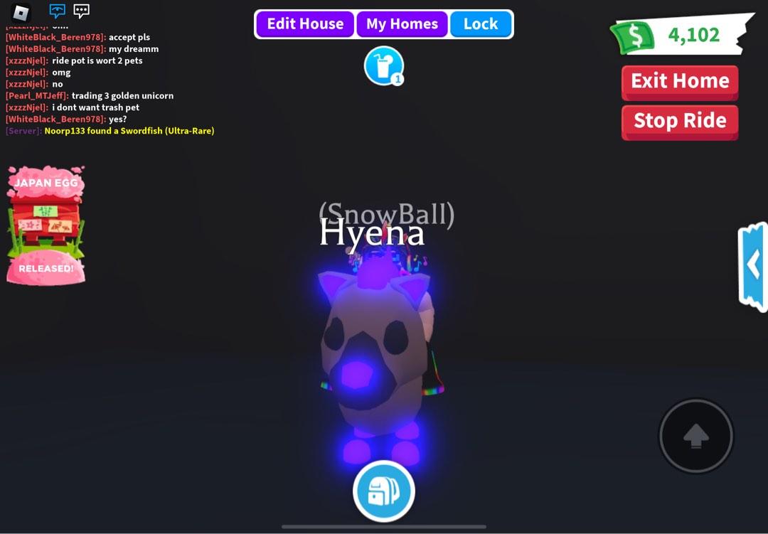 Mega Neon Ride Hyena- Roblox Adopt me pet * FAST DELIVERY AND CHEAP