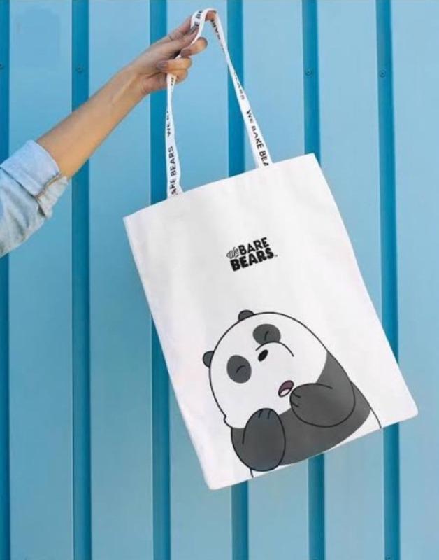 NWT Miniso We Bare Bears Shoppers Tote Bag Grizz Shopping Reusable