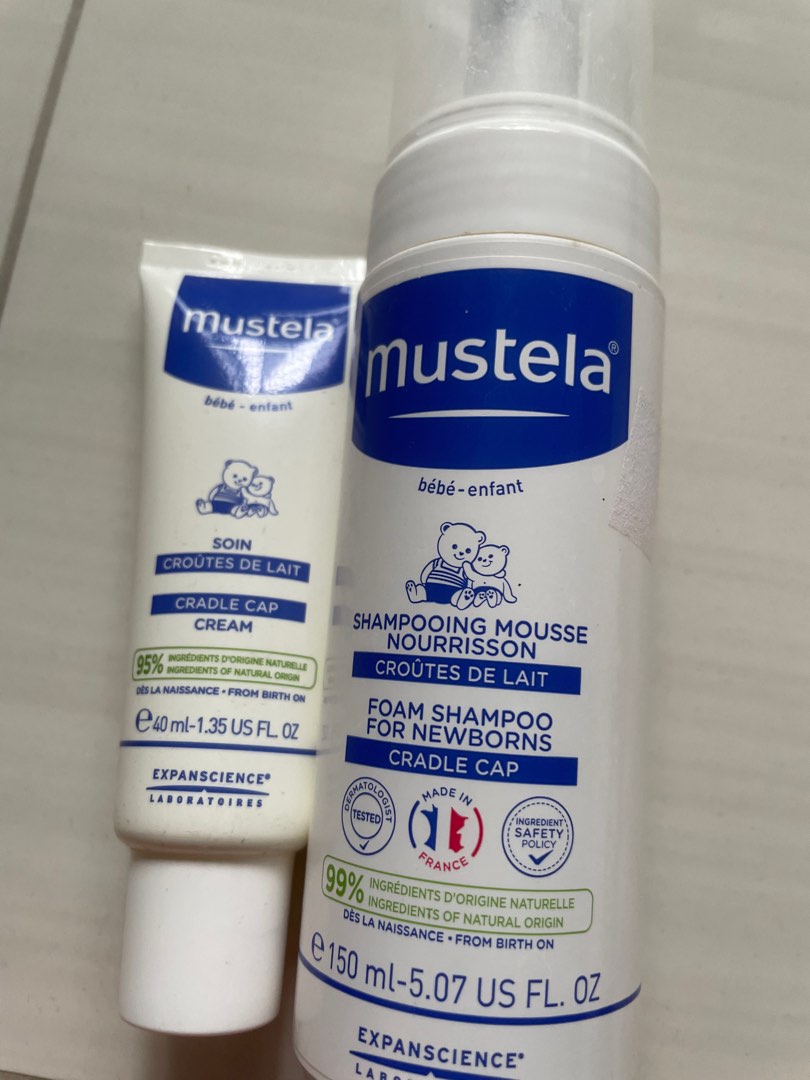 Mustela cradle cap shampoo and cream, Babies & Kids, Bathing & Changing