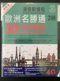 (New) 30 Days International unlimited roaming mobile travel data sim card (全新) 30天無限國際漫遊數據電話咭