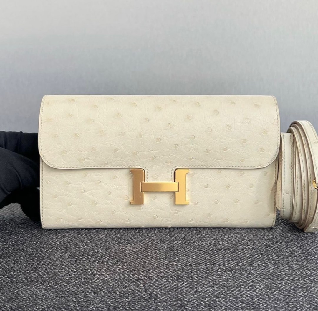 NEW Hermes Constance To Go Ostrich Beton Ghw, Luxury, Bags & Wallets on