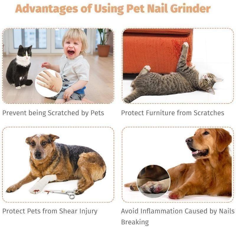 OMORC Electric Dog Nail Grinder Ultra Quiet Dog Nail File Pet Nail Grinder Trimmer with 2 Grinding Wheels for Gentle trimming smoothing Small Medium Large Dogs Cats Pets Paw 4 Ports Pet Supplies