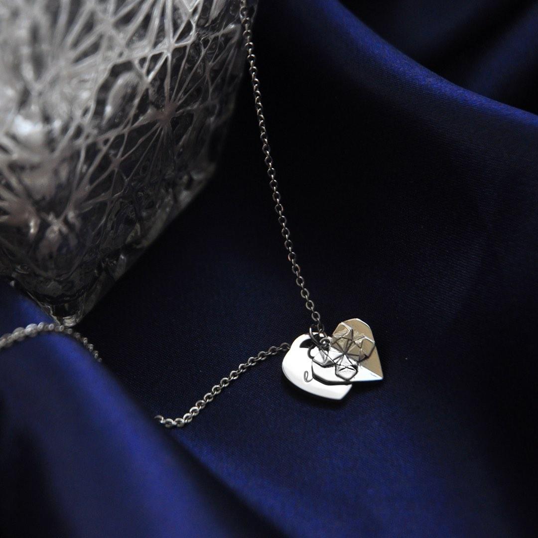 Personalised Double Hearts Necklace for Valentine s Day Leila