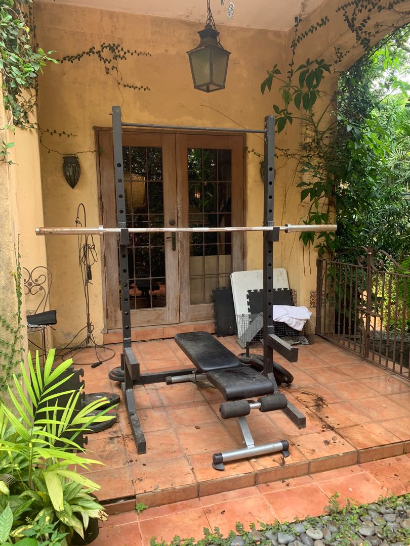 Power squat rack with bench home gym set, Sports Equipment, Other