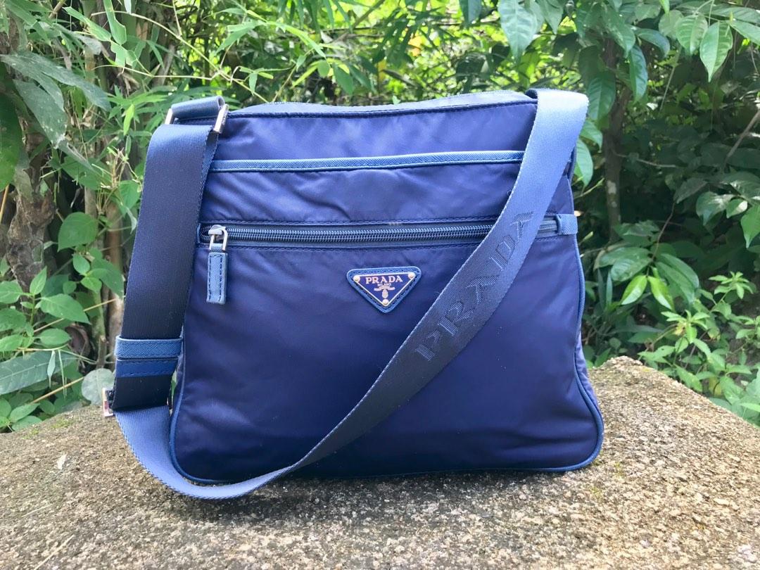 Prada Blue Tessuto Nylon Crossbody Bag, Luxury, Bags & Wallets on Carousell