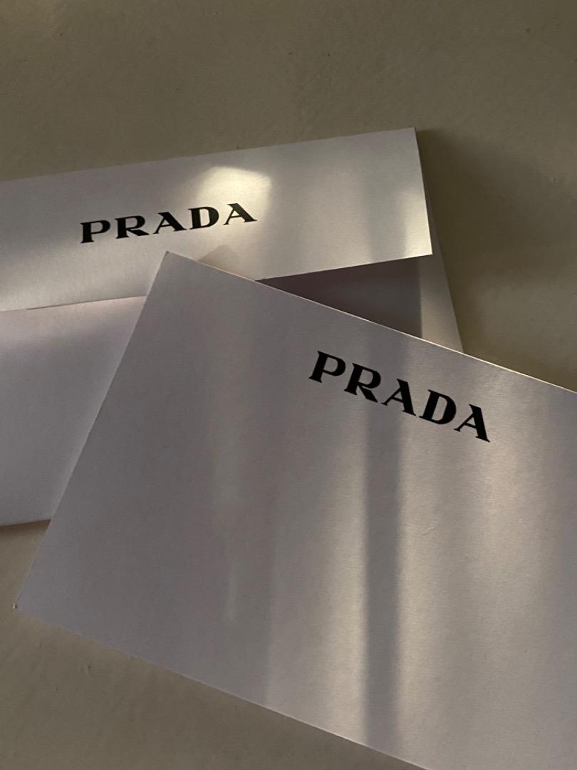 Prada Notecard with Envelope (Category: Luxury Bags & Wallets) located in Manila. Submitted by designerarchives.ph (Listing ID 1183807178, Image 2). Description: For your packaging inclusion! This is given as a greeting card whenever you purchase an item as a gift. 199 each / 28pcs available .