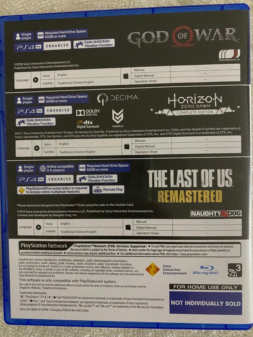 PS4 Games God of War Horizon Zero Dawn Completion Edition Mega