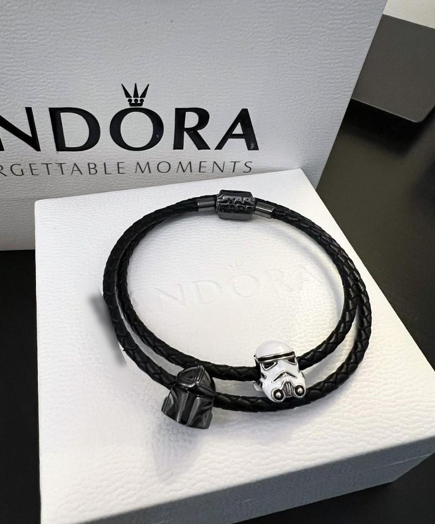 Pandora - Add a splash of colour to your collection with PANDORA's leather  bracelet in this season's standout shade, light blue. The metallic finish  of the double woven bracelet creates a stylish