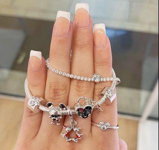 SALE🌈 AUTH PANDORA DISNEY MICKEY AND MINNIE MOUSE CHARMS 960 EACH! MINNIE MOUSE RING 970 - TENNIS BRACELET AND SNAKE CHAIN BRACELET 2200 EACH