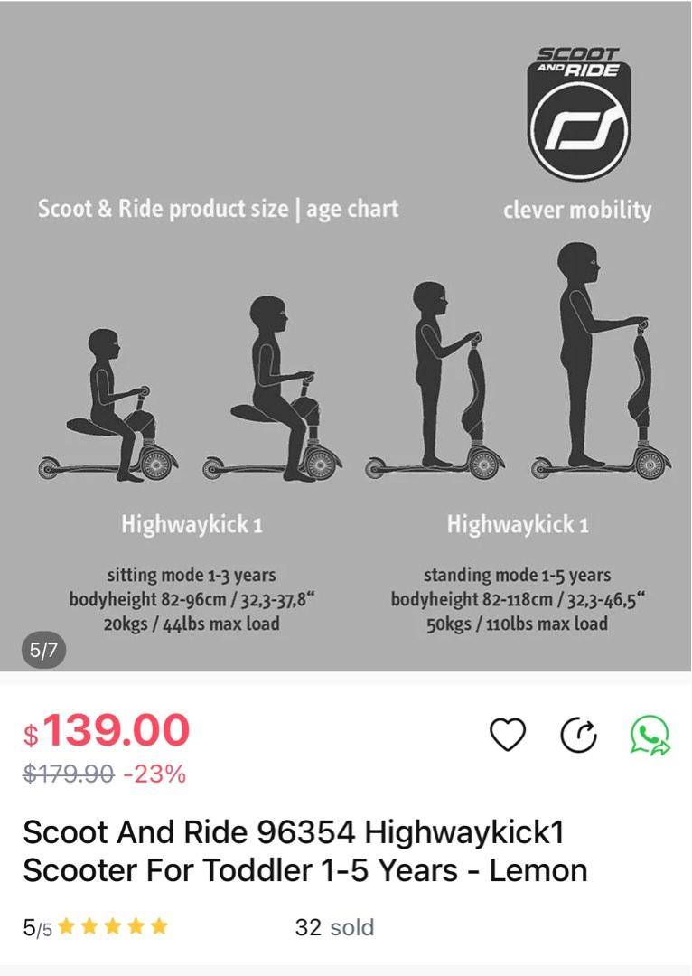 Scoot & Ride Highwaykick 1 Kids Three wheel scooter LEMON 96354 buy in the  online store at Best Price