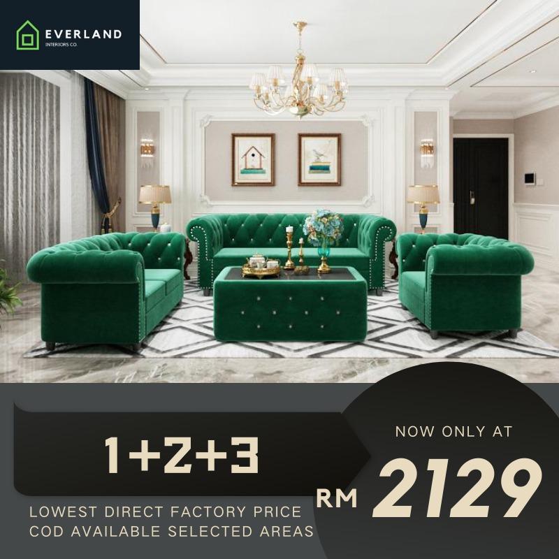 Set Sofa Chesterfield British/ European 1+2+3 Set Chesterfield Kerusi