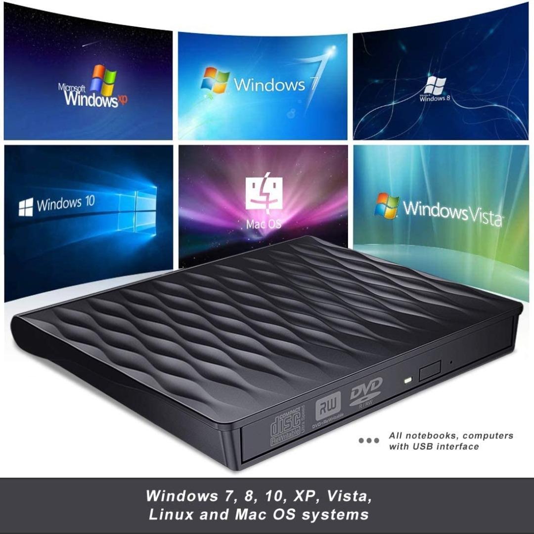 SJ4 Black DIGDAN External CD DVD Drive, USB 3.0 Slim Portable External