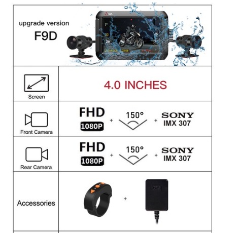 SYS VSYS Full Body Waterproof Motorcycle Camera Recorder WiFi Dual ...