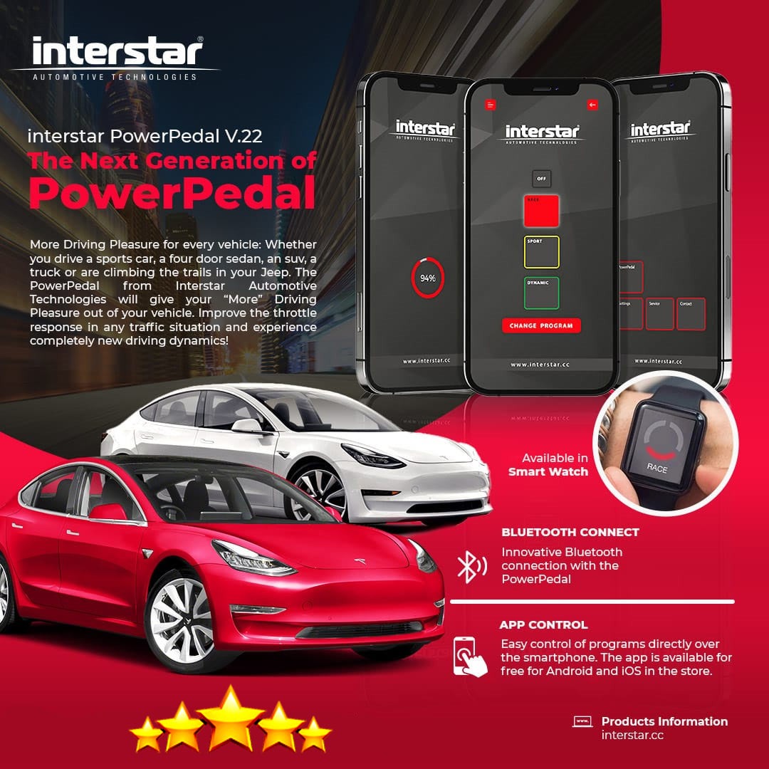 Tesla Throttle Controller Pedal Tuning Accessories Interstar Powerpedal Model Y, Model 3