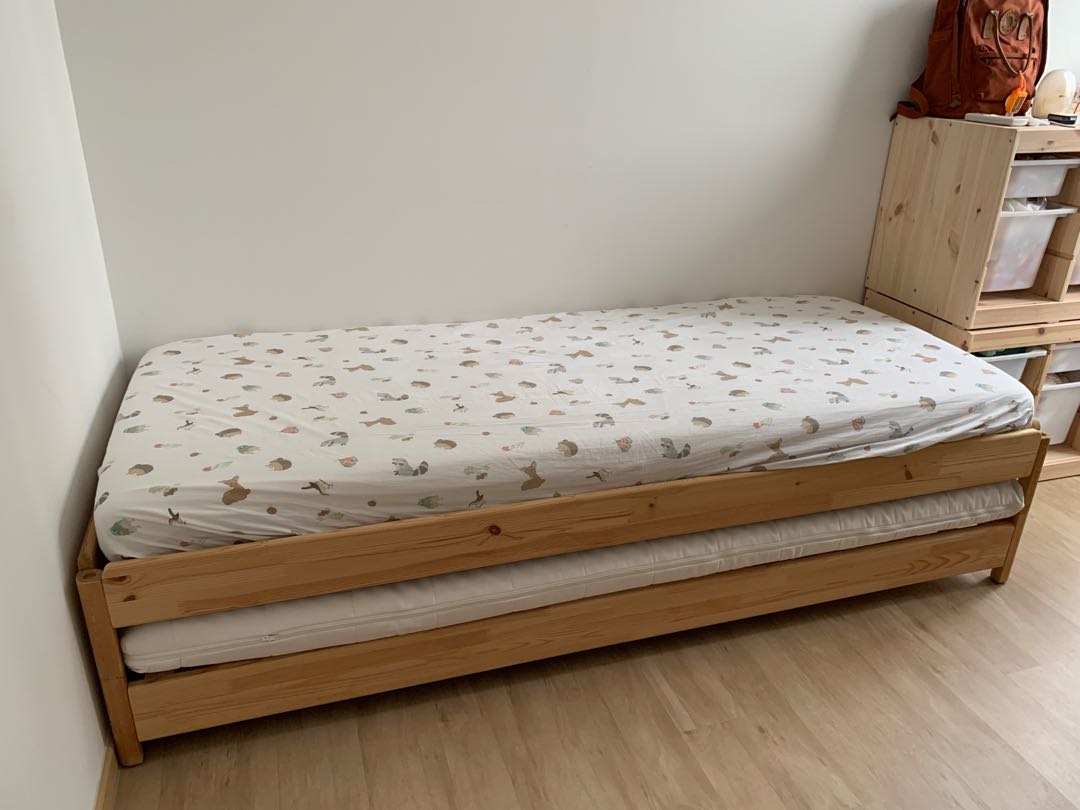 UTAKER IKEA stackable bed pine wood BED FRAME ONLY, Furniture & Home