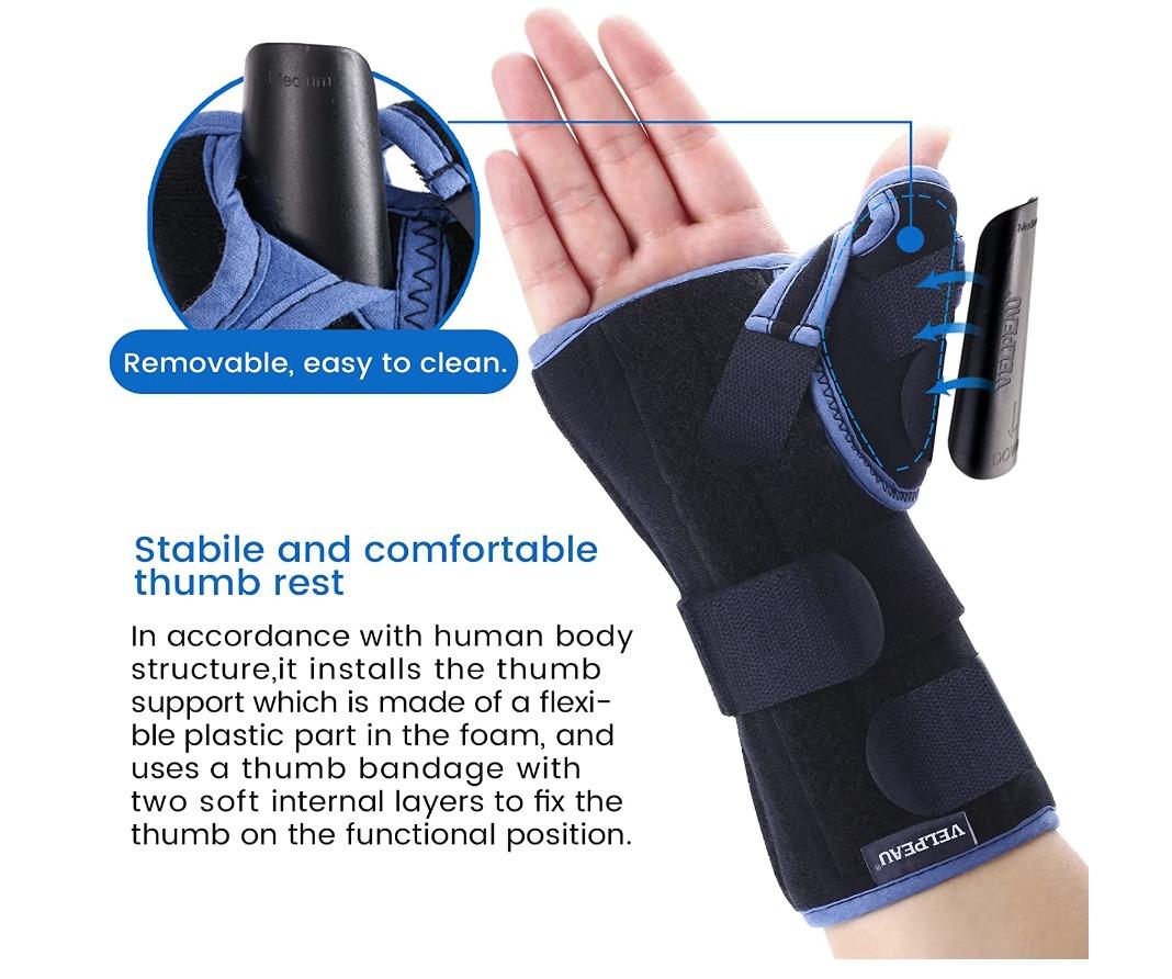VELPEAU Wrist Brace with Thumb Spica Splint, Medium, Left-hand, Health ...
