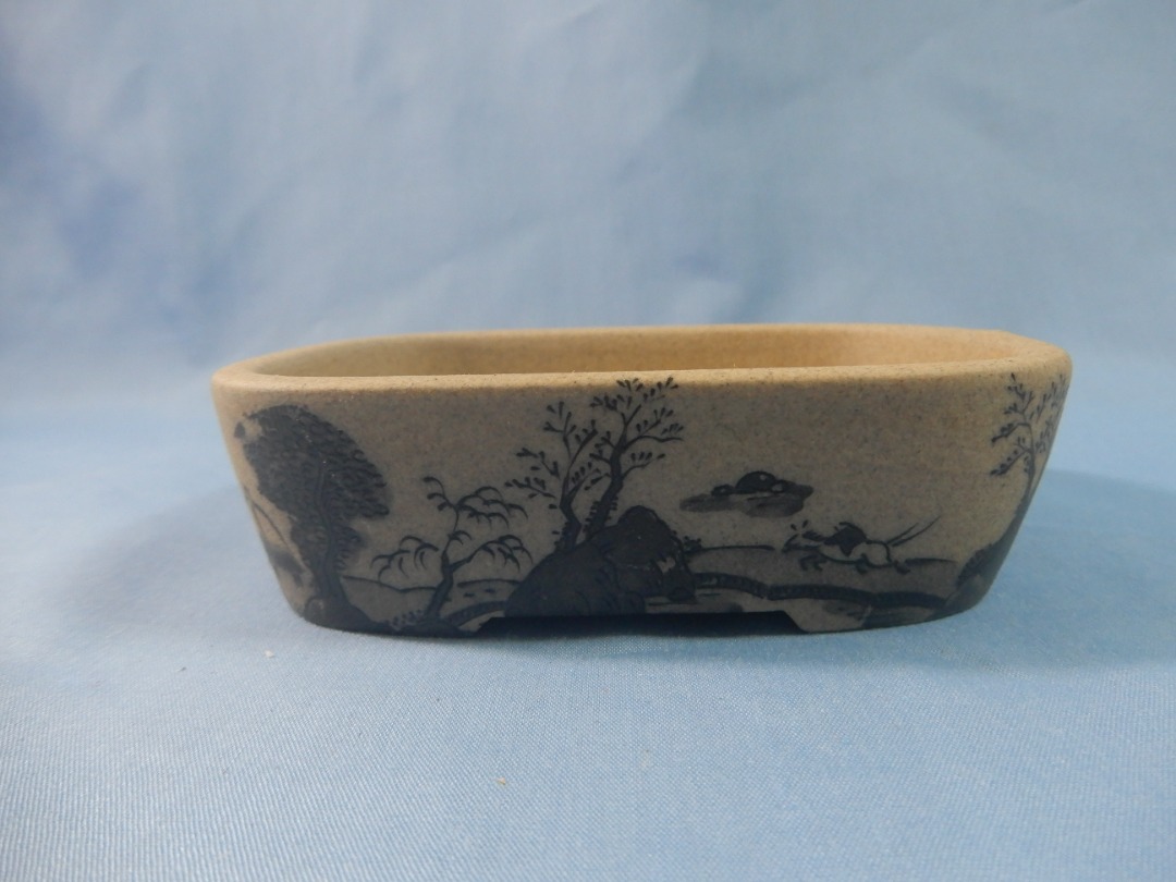 Vintage Japanese bonsai pot by Bunzan signed circa mid 20th Century