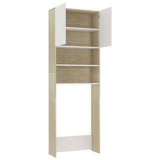 Washing Machine Cabinet White and Sonoma Oak 64×25.5×190 cm