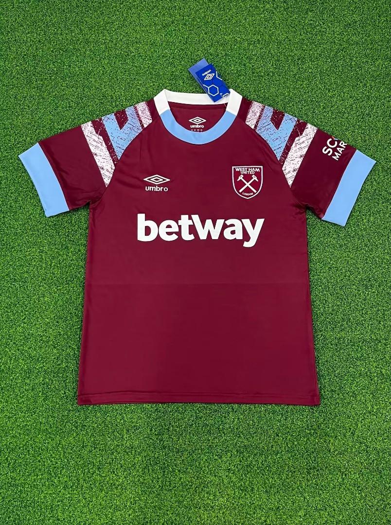 West Ham Home kit 2223 Football Jersey, Men's Fashion, Activewear on