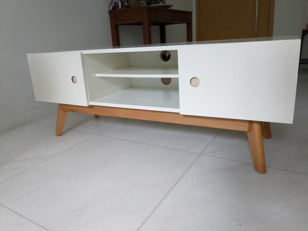 White TV console table low height, just the right size, Furniture