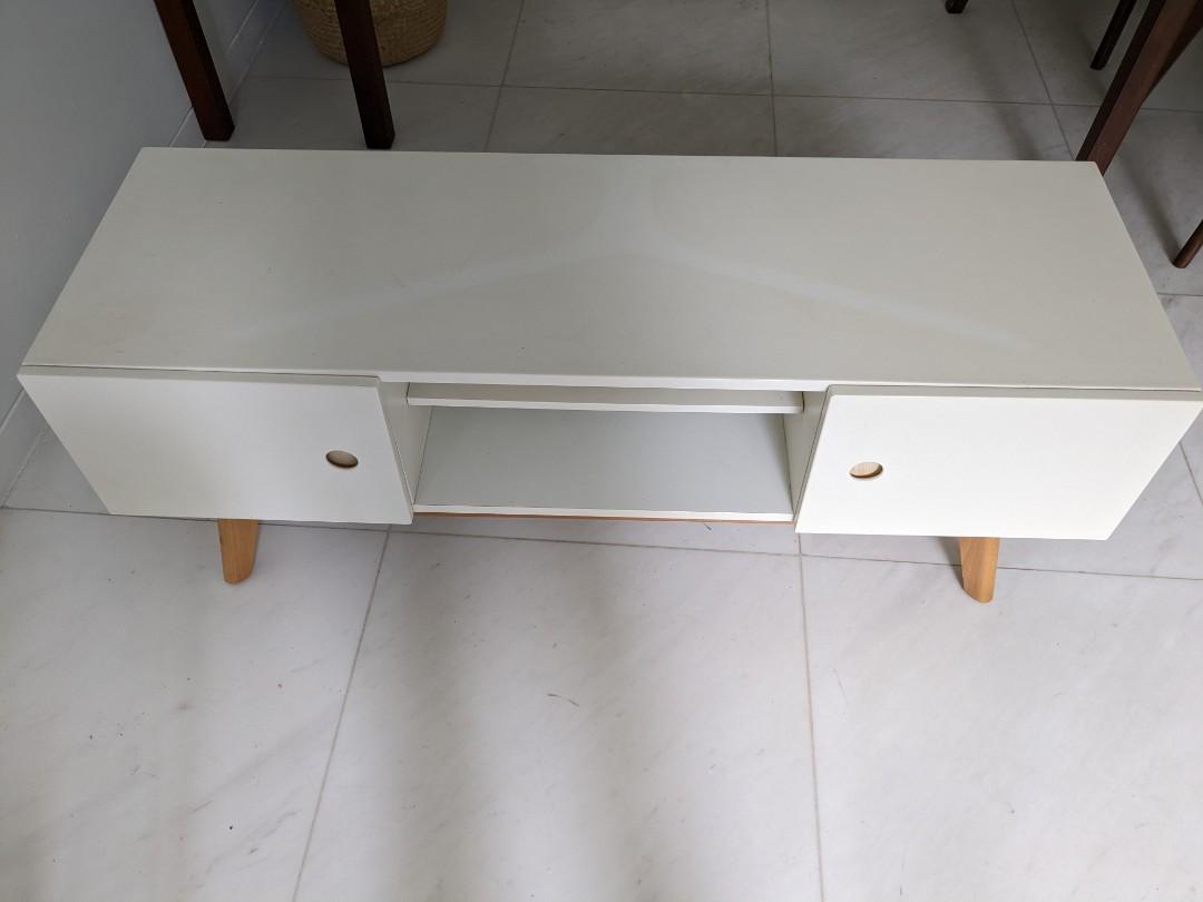 White TV console table low height, just the right size, Furniture