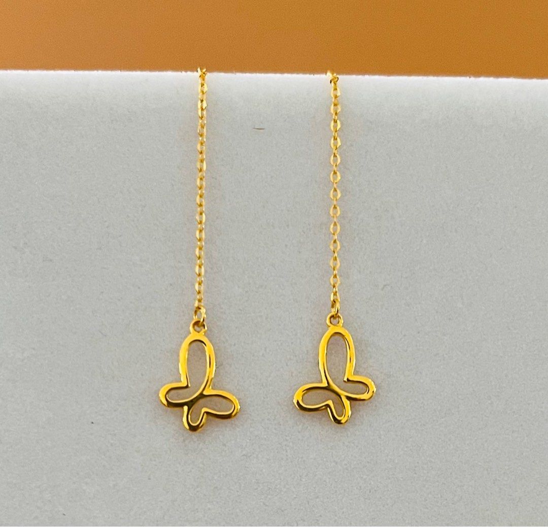 916 gold thread thru dangle earrings (Category: Earrings) located in Singapore. Submitted by sheen_mbrilliance916gold (Listing ID 1189791692, Image 2). Description: Thread tru dangling earrings cat eyes drop round 916 Gold by Mbrilliance Gold purity: 916 gold Hallmark: 916 stamped Weight : 0.95 grams - 1.10g Design : choose any design earrings *** FAQs Q: Is it real gold? A: yes it’s real authentic genuine 916 gold Q: can pawn? A: yes it’s pawnab