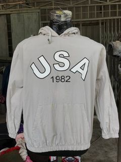 🌟 USA 1982 Hoded Windbreaker Jacket / Light Running Jacket amat PADU 🌟