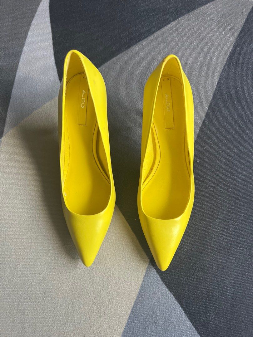 Aldo yellow leather heels sz 36 brand new Women s Fashion Footwear Heels on Carousell