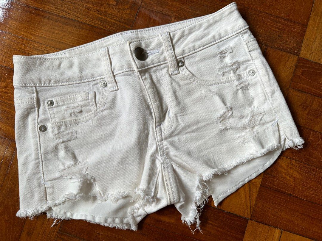 White jean shorts american eagle online