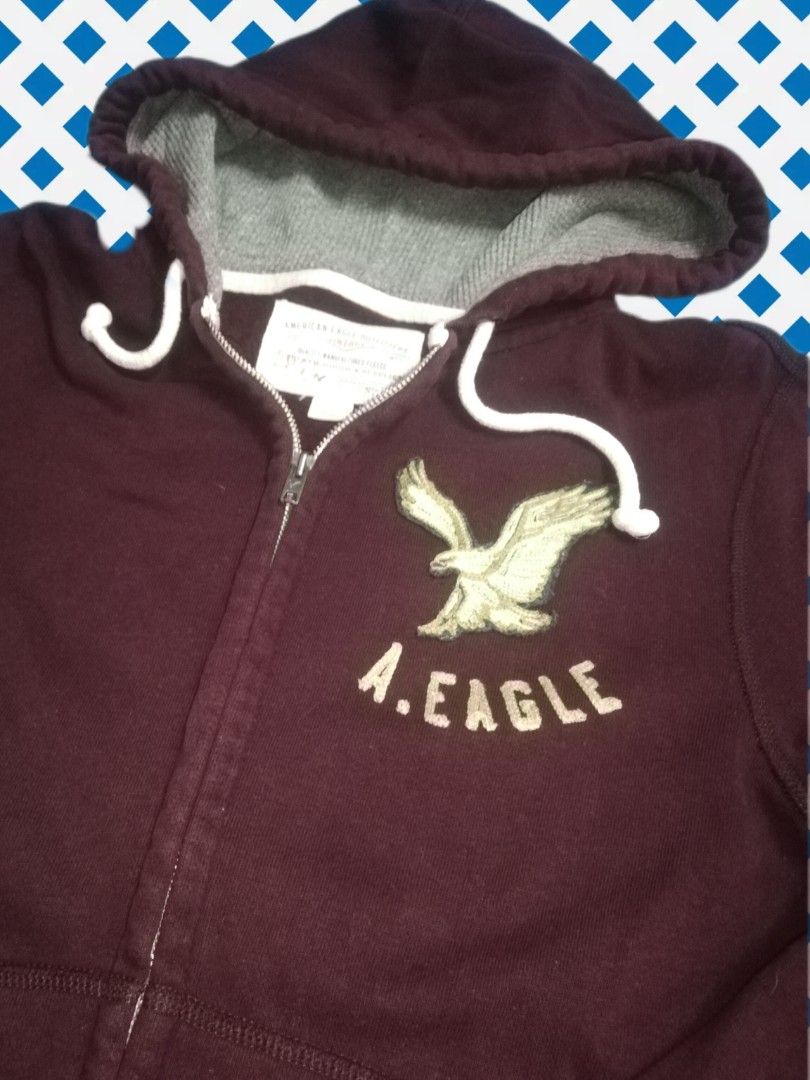 American Eagle Zipper Hoodie Maroon Men s Fashion Tops Sets