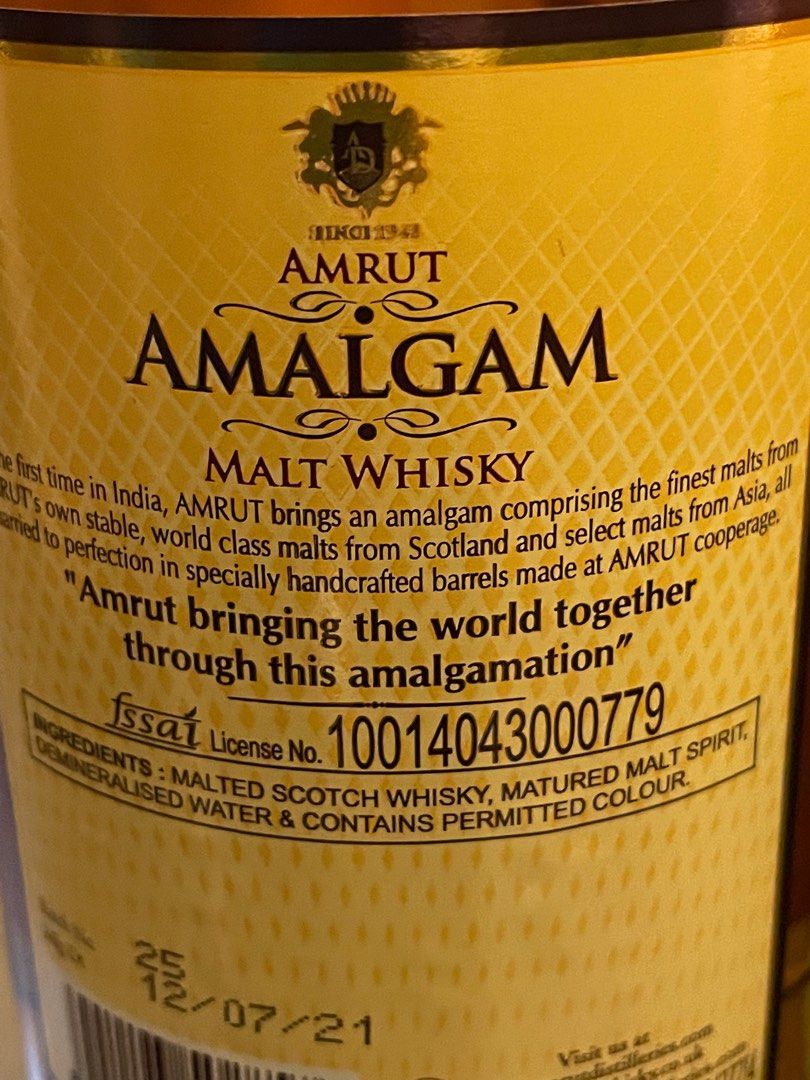 Amrut Amalgam Single Malt Whiskey, Food & Drinks, Alcoholic Beverages